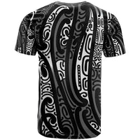 New Zealand Maori Taniko T Shirt Black Kowhaiwhai Puhoro