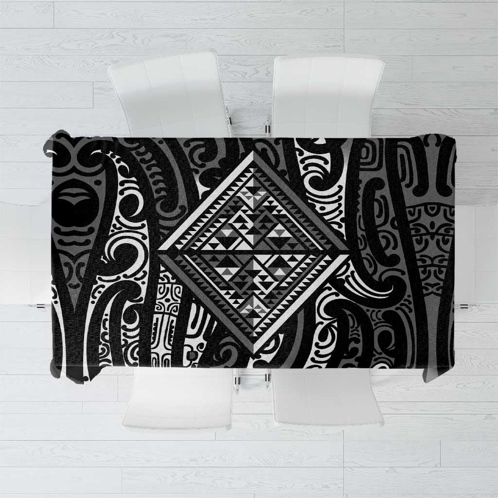 New Zealand Maori Taniko Tablecloth Black Kowhaiwhai Puhoro LT9 Black - Polynesian Pride