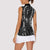 New Zealand Maori Taniko Women Sleeveless Polo Shirt Black Kowhaiwhai Puhoro