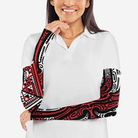 New Zealand Maori Taniko Arm Sleeves Red Kowhaiwhai Puhoro - Polynesian Pride
