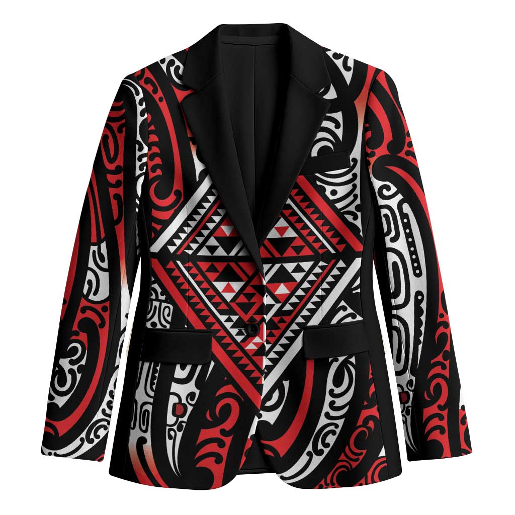 New Zealand Maori Taniko Blazer Red Kowhaiwhai Puhoro - Polynesian Pride