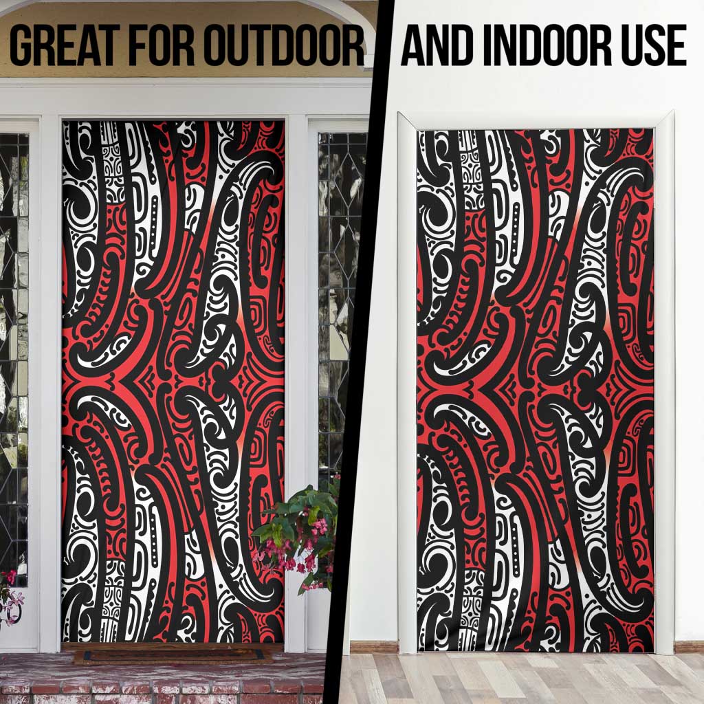 New Zealand Maori Taniko Door Cover Red Kowhaiwhai Puhoro - Polynesian Pride