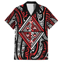 New Zealand Maori Taniko Family Matching Long Sleeve Bodycon Dress and Hawaiian Shirt Red Kowhaiwhai Puhoro LT9 Dad's Shirt - Short Sleeve Red - Polynesian Pride