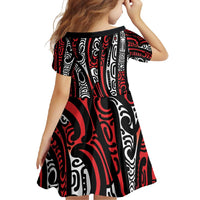 New Zealand Maori Taniko Family Matching Summer Maxi Dress and Hawaiian Shirt Red Kowhaiwhai Puhoro LT9 - Polynesian Pride