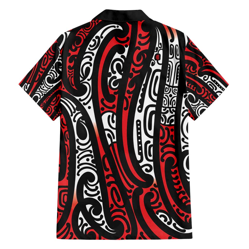 New Zealand Maori Taniko Family Matching Summer Maxi Dress and Hawaiian Shirt Red Kowhaiwhai Puhoro LT9 - Polynesian Pride