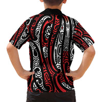 New Zealand Maori Taniko Family Matching Tank Maxi Dress and Hawaiian Shirt Red Kowhaiwhai Puhoro LT9 - Polynesian Pride
