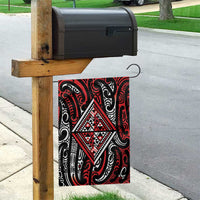 New Zealand Maori Taniko Garden Flag Red Kowhaiwhai Puhoro