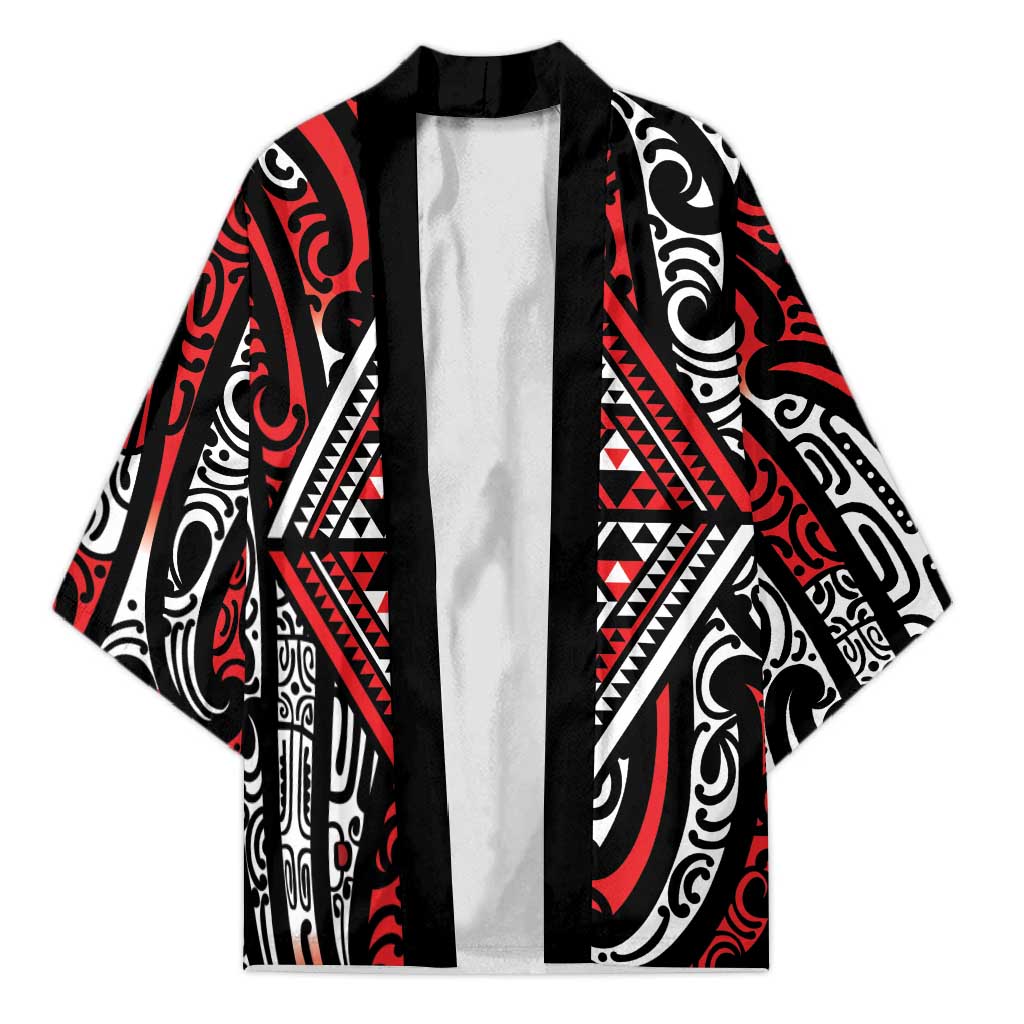 New Zealand Maori Taniko Kimono Red Kowhaiwhai Puhoro - Polynesian Pride
