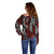 New Zealand Maori Taniko Off Shoulder Sweater Red Kowhaiwhai Puhoro