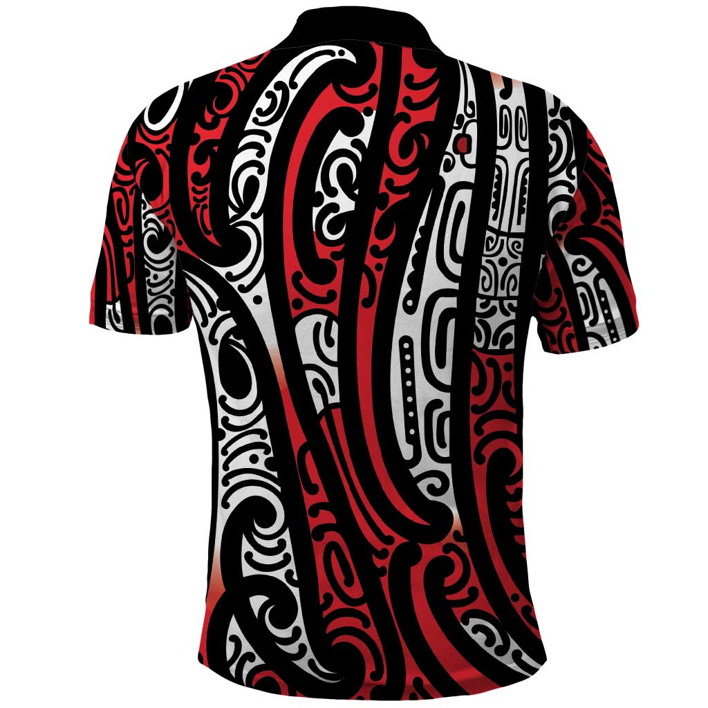 New Zealand Maori Taniko Polo Shirt Red Kowhaiwhai Puhoro