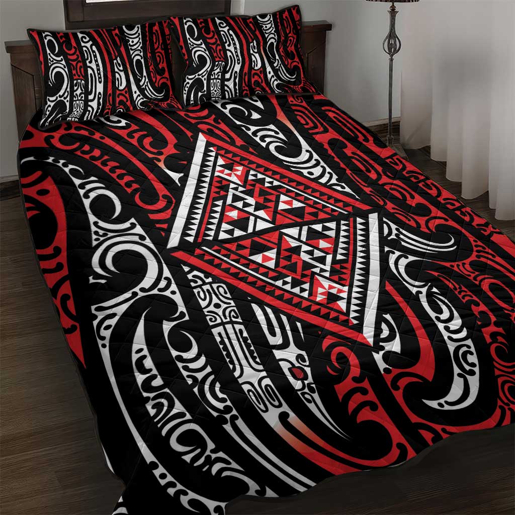 New Zealand Maori Taniko Quilt Bed Set Red Kowhaiwhai Puhoro LT9 Red - Polynesian Pride