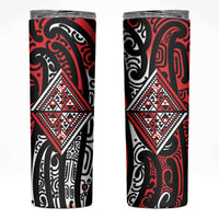 New Zealand Maori Taniko Skinny Tumbler Red Kowhaiwhai Puhoro LT9 Red - Polynesian Pride