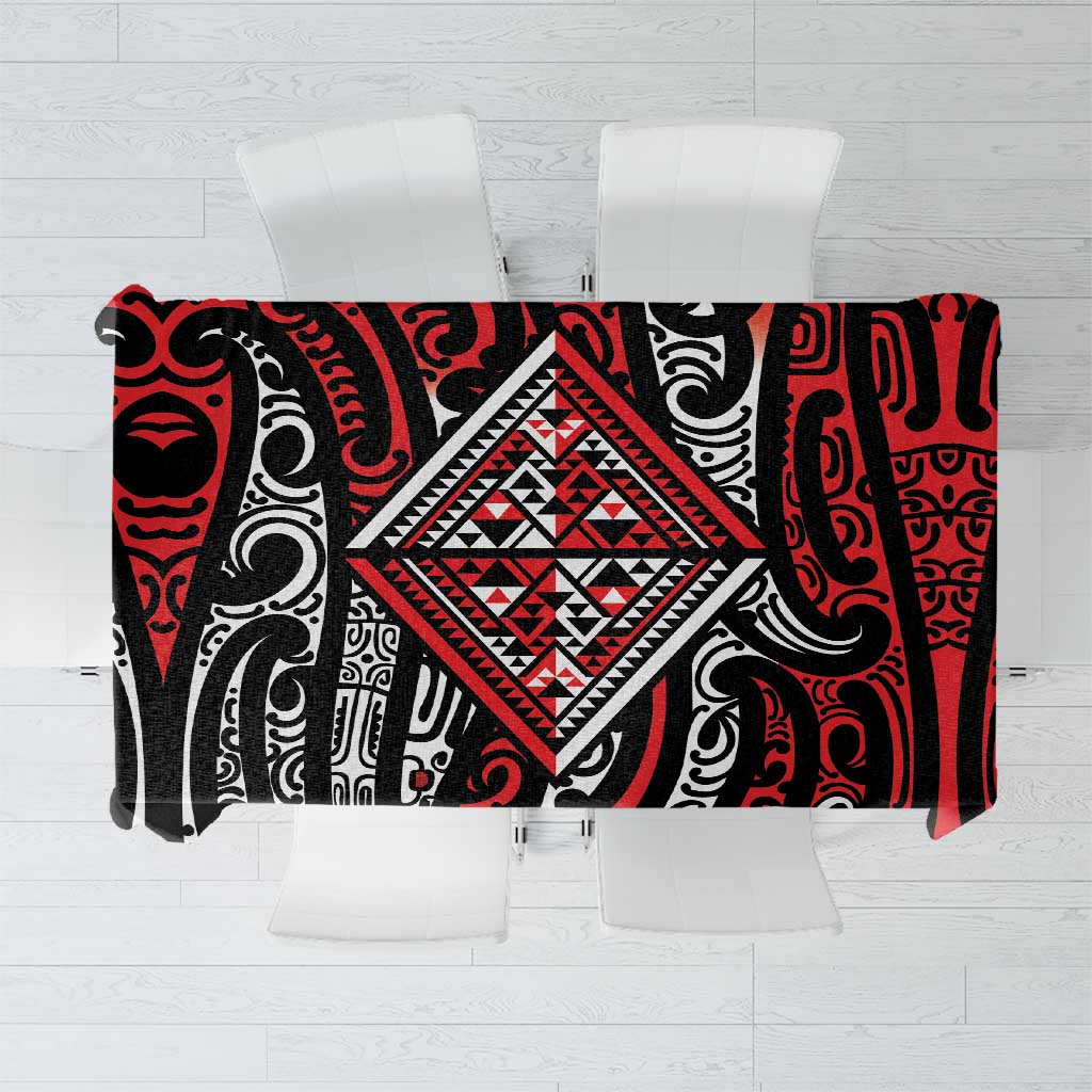 New Zealand Maori Taniko Tablecloth Red Kowhaiwhai Puhoro LT9 Red - Polynesian Pride