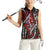 New Zealand Maori Taniko Women Sleeveless Polo Shirt Red Kowhaiwhai Puhoro