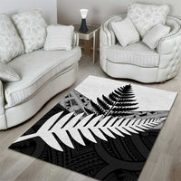 New Zealand Silver Fern Area Rug Maori Koru Mixed Taniko Pattern
