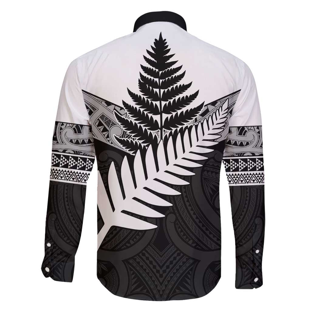 New Zealand Silver Fern Family Matching Long Sleeve Bodycon Dress and Hawaiian Shirt Maori Koru Mixed Taniko Pattern LT9 - Polynesian Pride