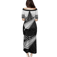 New Zealand Silver Fern Family Matching Puletasi and Hawaiian Shirt Maori Koru Mixed Taniko Pattern LT9 - Polynesian Pride