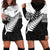 New Zealand Silver Fern Hoodie Dress Maori Koru Mixed Taniko Pattern