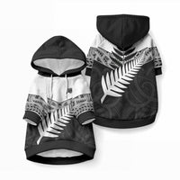 New Zealand Silver Fern Pet Hoodie Maori Koru Mixed Taniko Pattern LT9 Pullover White - Polynesian Pride