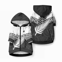 New Zealand Silver Fern Pet Hoodie Maori Koru Mixed Taniko Pattern LT9 Zip-up White - Polynesian Pride