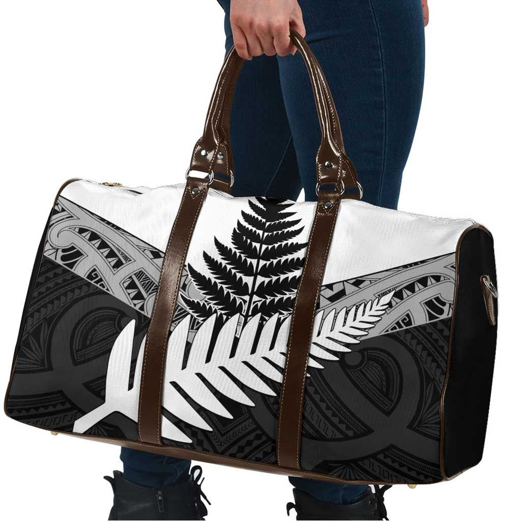 New Zealand Silver Fern Travel Bag Maori Koru Mixed Taniko Pattern - Polynesian Pride