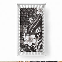 Samoa Siapo Tribal Pattern Baby Bed Cover Black Polynesian Plumeria Tapa Motif LT9 28 × 52 in Blue - Polynesian Pride