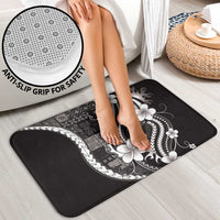 Samoa Siapo Tribal Pattern Bathroom Set Black Polynesian Plumeria Tapa Motif