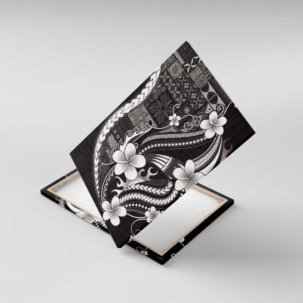 Samoa Siapo Tribal Pattern Canvas Wall Art Black Polynesian Plumeria Tapa Motif