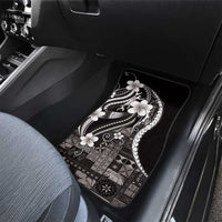 Samoa Siapo Tribal Pattern Car Mats Black Polynesian Plumeria Tapa Motif