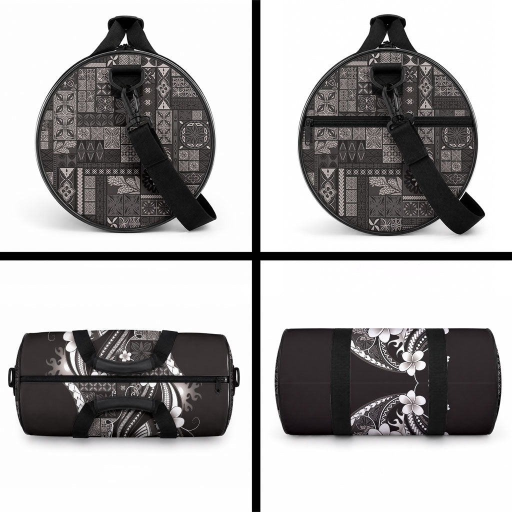 Samoa Siapo Tribal Pattern Duffle Bag Black Polynesian Plumeria Tapa Motif LT9 - Polynesian Pride