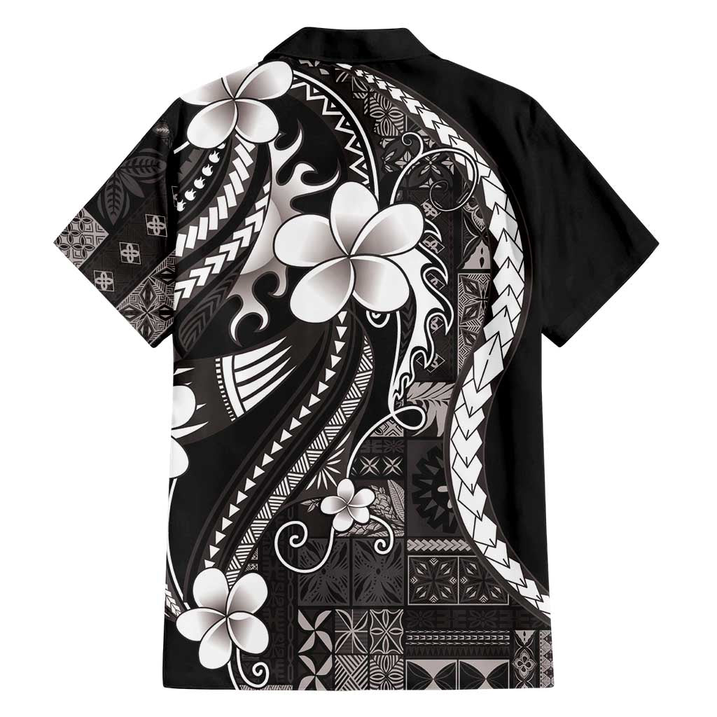Samoa Siapo Tribal Pattern Family Matching Mermaid Dress and Hawaiian Shirt Black Polynesian Plumeria Tapa Motif LT9 - Polynesian Pride