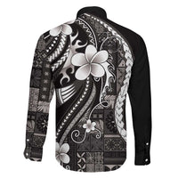 Samoa Siapo Tribal Pattern Family Matching Summer Maxi Dress and Hawaiian Shirt Black Polynesian Plumeria Tapa Motif LT9 - Polynesian Pride