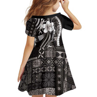 Samoa Siapo Tribal Pattern Family Matching Tank Maxi Dress and Hawaiian Shirt Black Polynesian Plumeria Tapa Motif LT9 - Polynesian Pride