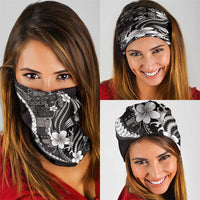 Samoa Siapo Tribal Pattern Neck Gaiter Black Polynesian Plumeria Tapa Motif