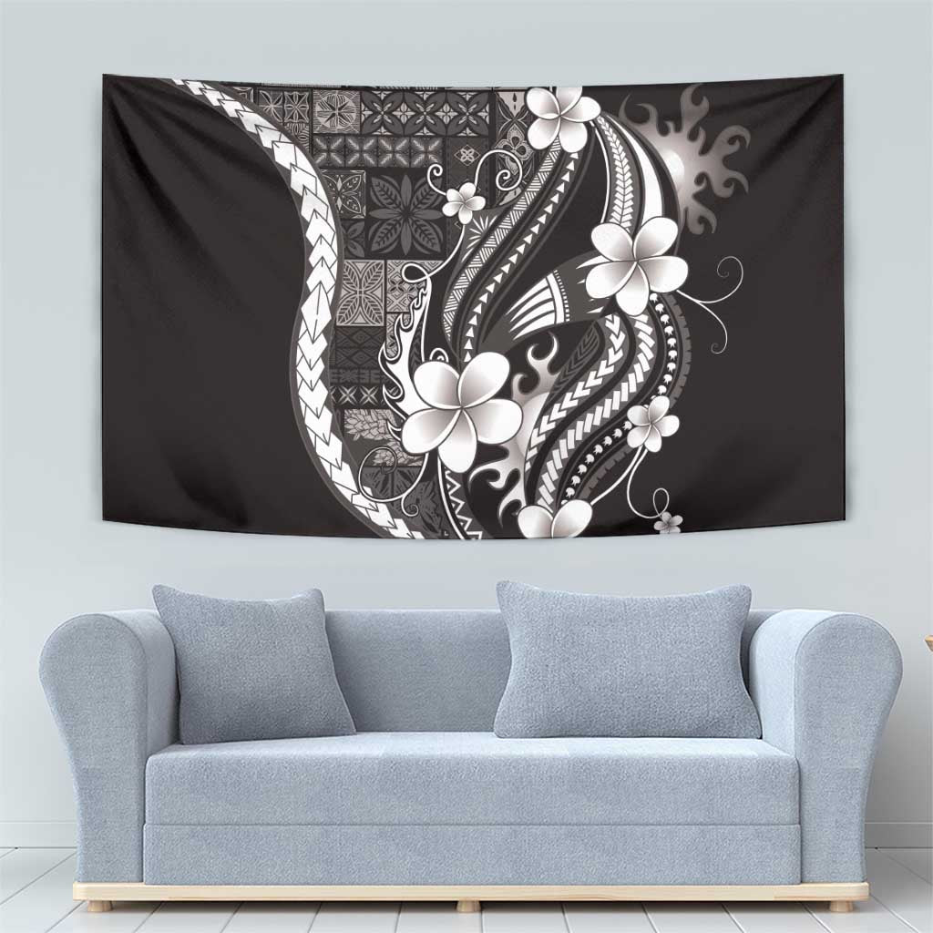 Samoa Siapo Tribal Pattern Tapestry Black Polynesian Plumeria Tapa Motif