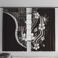 Samoa Siapo Tribal Pattern Window Curtain Black Polynesian Plumeria Tapa Motif