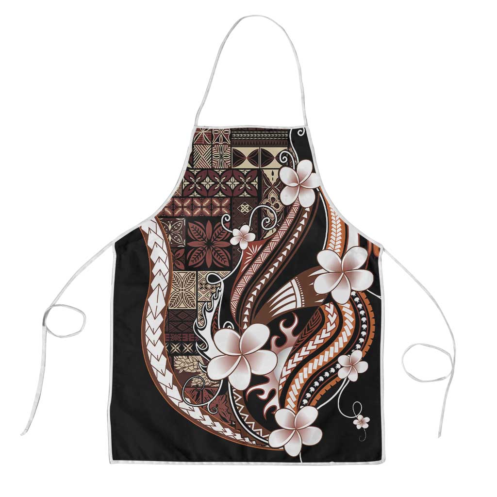 Samoa Siapo Tribal Pattern Apron Brown Polynesian Plumeria Tapa Motif