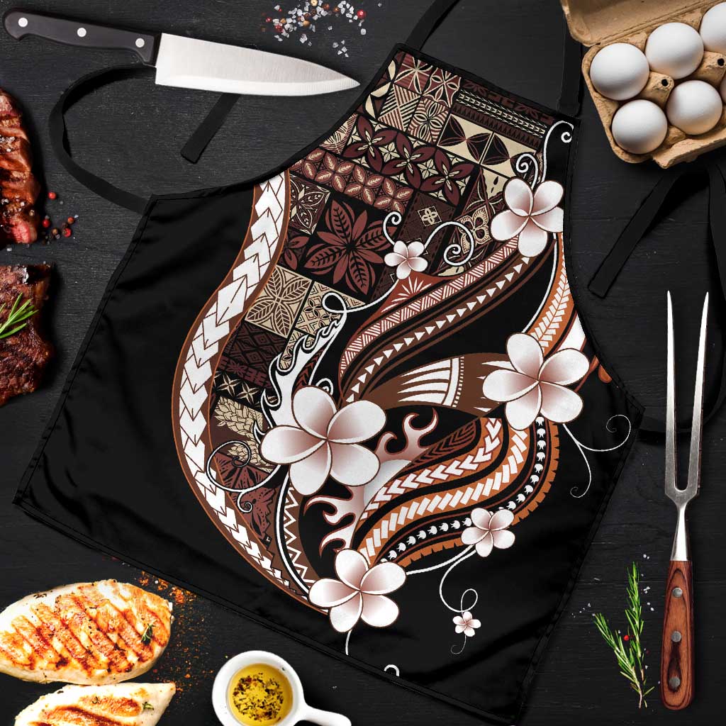Samoa Siapo Tribal Pattern Apron Brown Polynesian Plumeria Tapa Motif