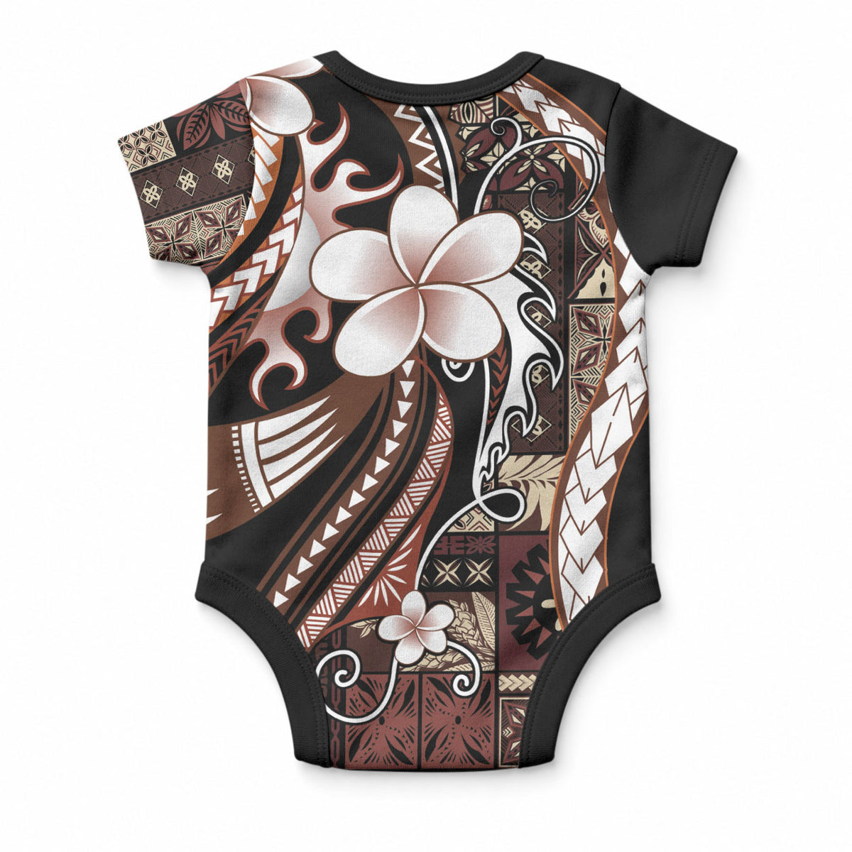 Samoa Siapo Tribal Pattern Baby Onesie Brown Polynesian Plumeria Tapa Motif LT9 - Polynesian Pride
