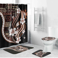 Samoa Siapo Tribal Pattern Bathroom Set Brown Polynesian Plumeria Tapa Motif
