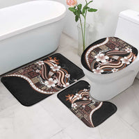 Samoa Siapo Tribal Pattern Bathroom Set Brown Polynesian Plumeria Tapa Motif