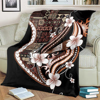 Samoa Siapo Tribal Pattern Blanket Brown Polynesian Plumeria Tapa Motif