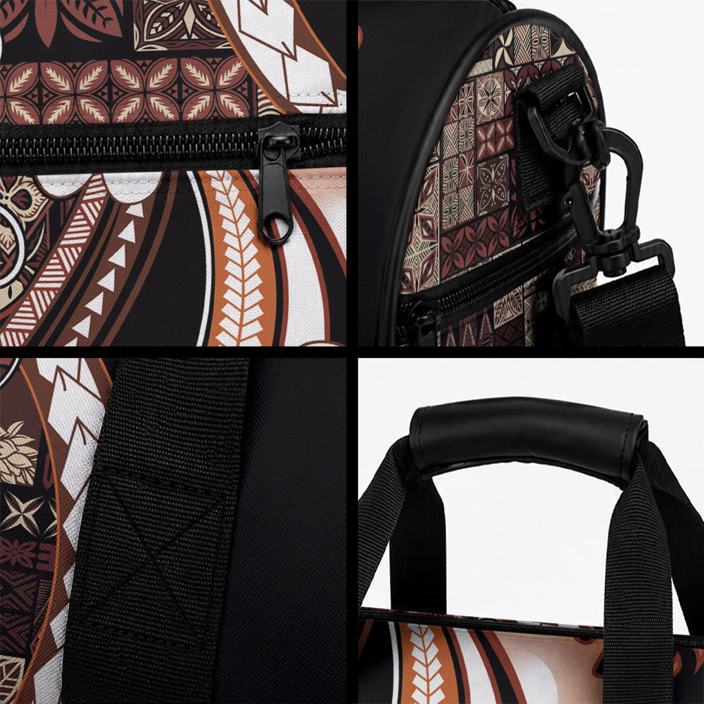 Samoa Siapo Tribal Pattern Duffle Bag Brown Polynesian Plumeria Tapa Motif LT9 - Polynesian Pride