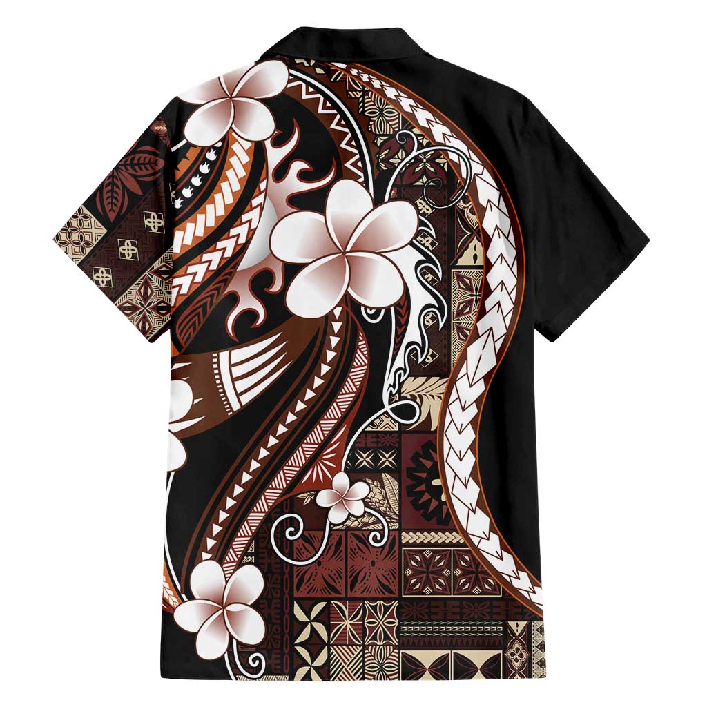 Samoa Siapo Tribal Pattern Family Matching Mermaid Dress and Hawaiian Shirt Brown Polynesian Plumeria Tapa Motif LT9 - Polynesian Pride