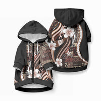 Samoa Siapo Tribal Pattern Pet Hoodie Brown Polynesian Plumeria Tapa Motif LT9 Zip-up Blue - Polynesian Pride