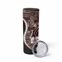 Samoa Siapo Tribal Pattern Skinny Tumbler Brown Polynesian Plumeria Tapa Motif