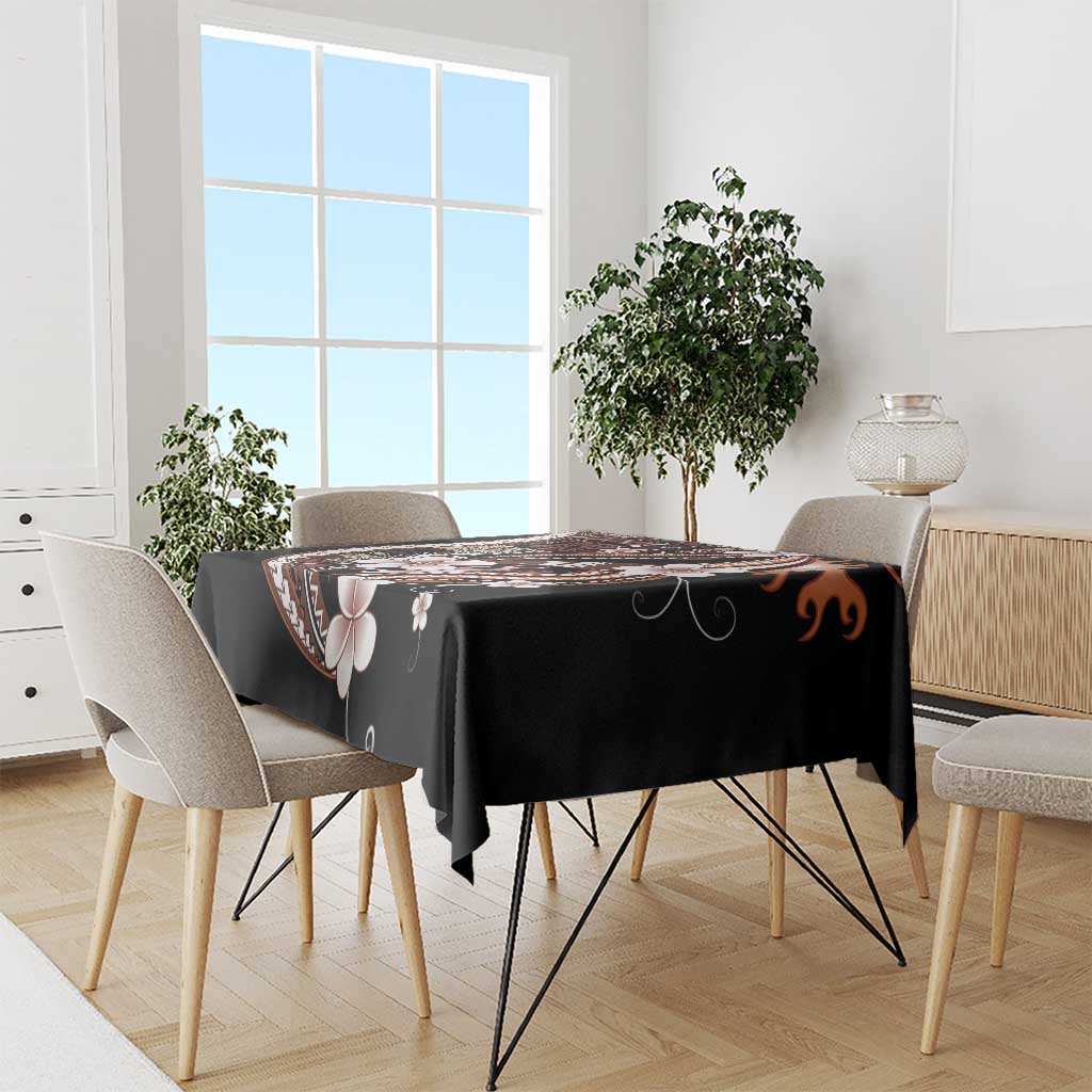 Samoa Siapo Tribal Pattern Tablecloth Brown Polynesian Plumeria Tapa Motif