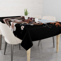 Samoa Siapo Tribal Pattern Tablecloth Brown Polynesian Plumeria Tapa Motif