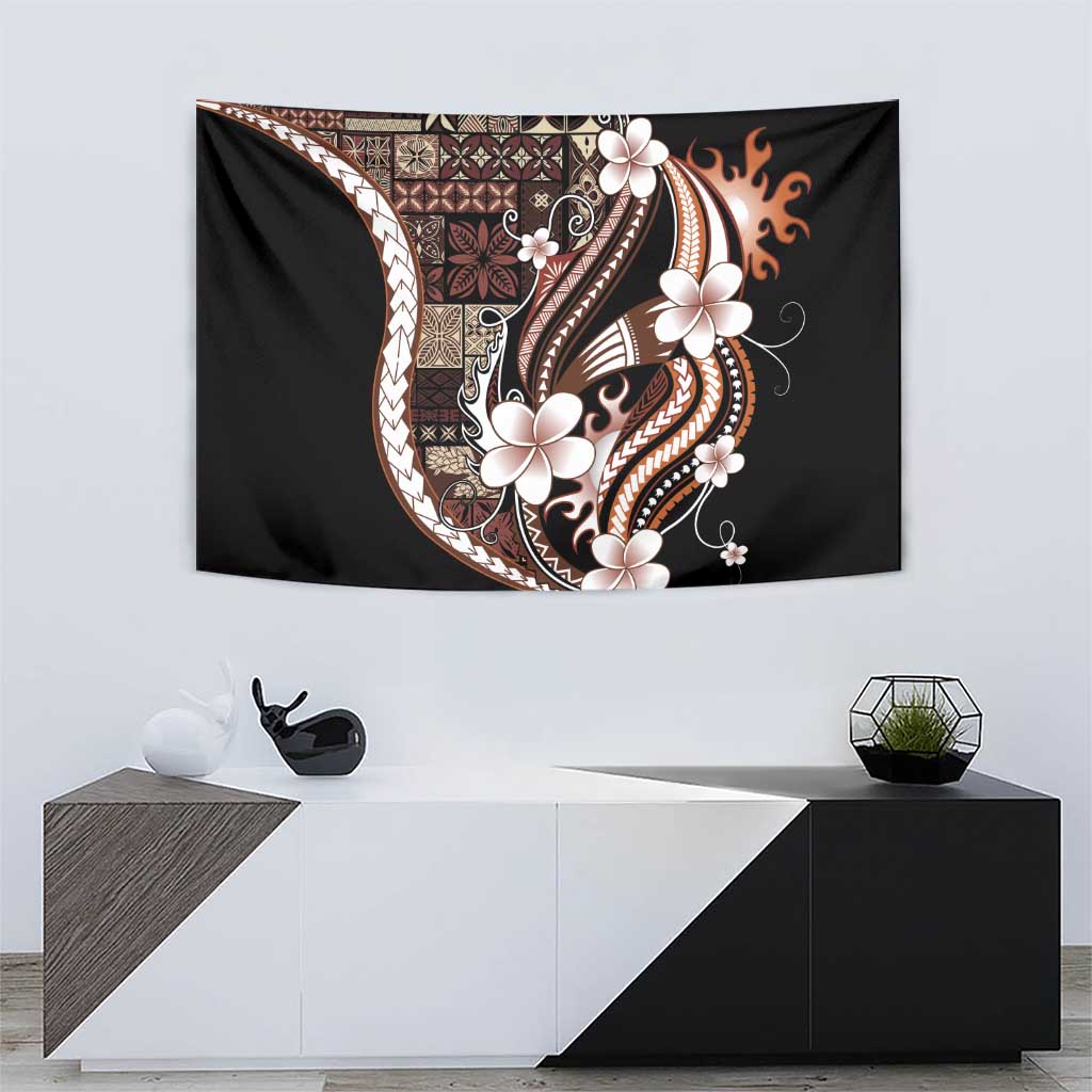 Samoa Siapo Tribal Pattern Tapestry Brown Polynesian Plumeria Tapa Motif