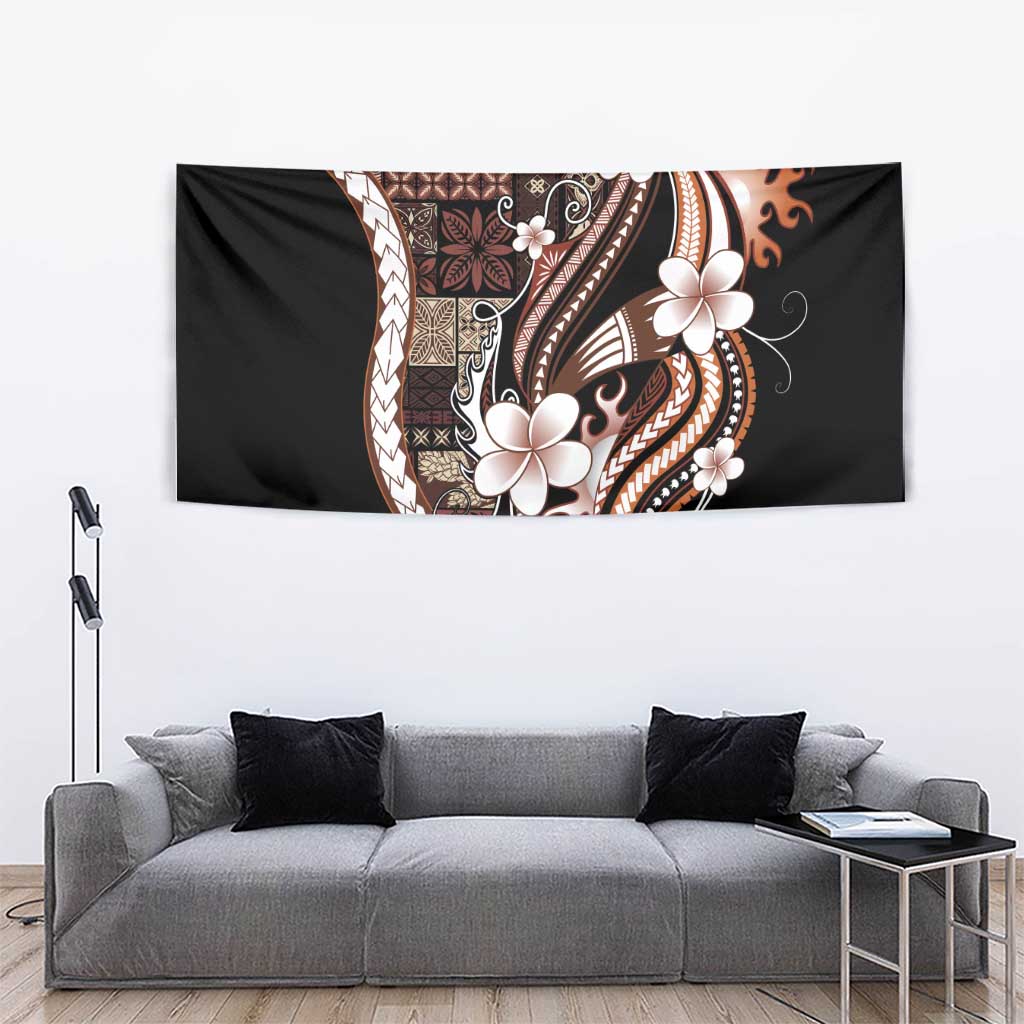 Samoa Siapo Tribal Pattern Tapestry Brown Polynesian Plumeria Tapa Motif
